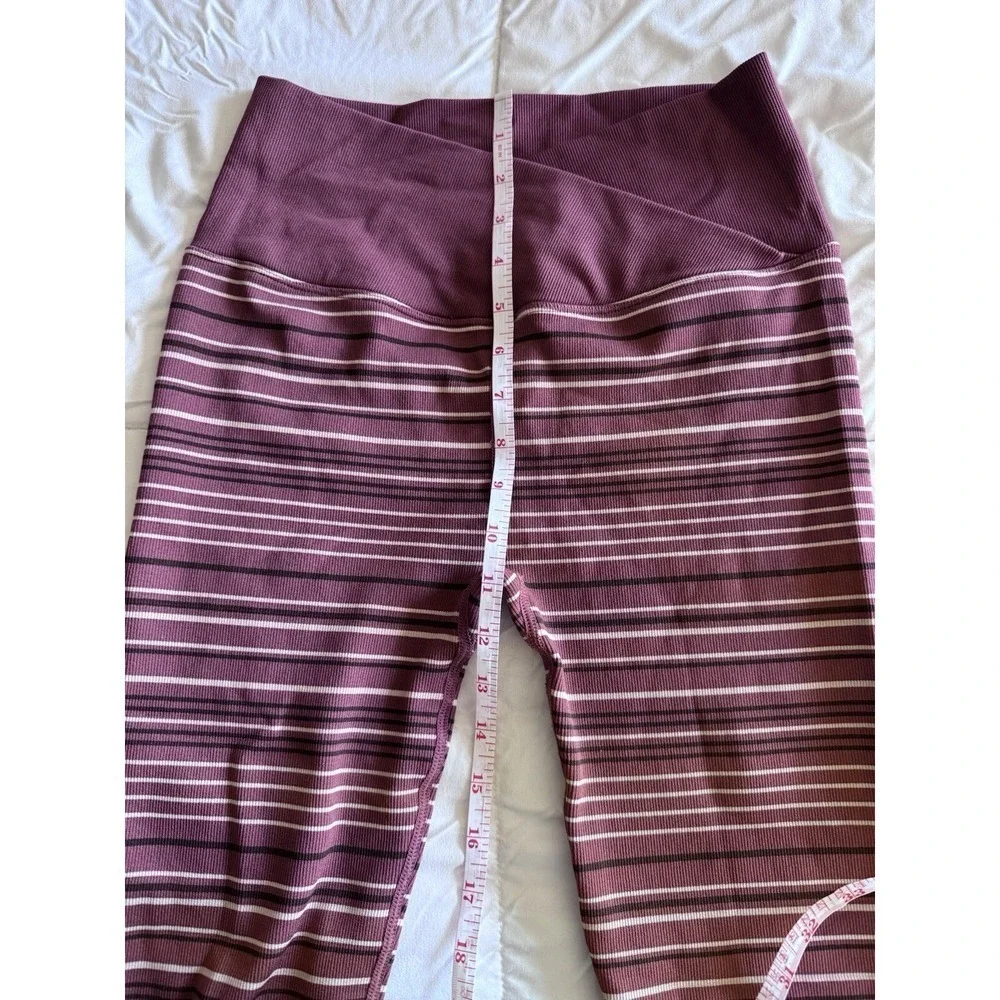 Spiritual Gangster burgundy stripe leggings wrap front love sculpt Size XS EUC